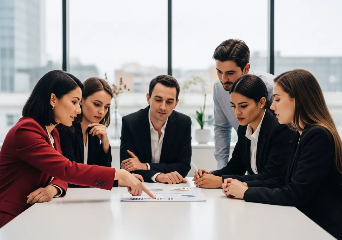 Equipe internacional revisando mapas e dados