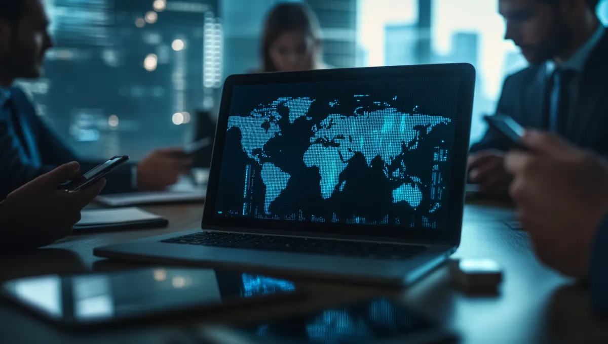 Profissionais analisando mapa detalhado em reunião